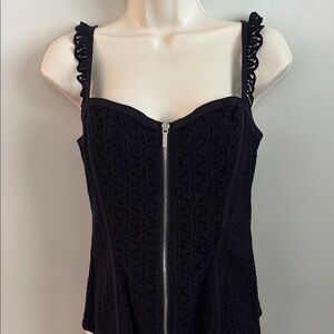 bebe structured corset, eyelet top - Black Zip-Front Camisole